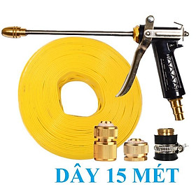 Bộ dây vòi xịt nước rửa xe, tưới cây . tăng áp 3 lần, loại 15m 206318Yđầu đồng, cút đồng,+ tặng đai