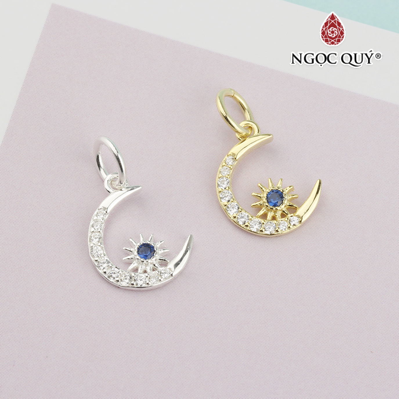 Charm bạc hình mặt trăng treo - Ngọc Quý Gemstones