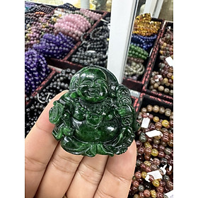 Mặt dây chuyền phật Di Lặc gánh đào phong thủy đá cẩm thạch sơn thủy
