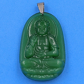 [Tuổi Tuất, Hợi] Mặt Dây Chuyền Phật A Di Đà Đá Thạch Anh Xanh Lá Size Nhỏ 3.6cm & Size Lớn 5cm- Tặng Kèm Móc Inox - Phong Thủy 868 - May Mắn - Bình An