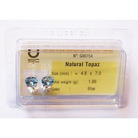 Bông Tai Topaz Hoàng Ngọc Mài Giác Oval 5 x 7mm Kiểm Định