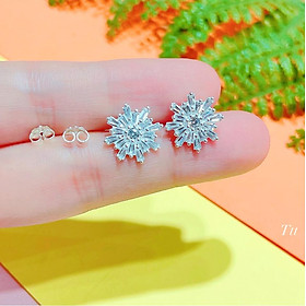 Bông tai bạc nụ hoa đá cao cấp chất liệu bạc ta MS60b