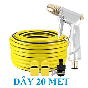 Bộ dây vòi xịt nước rửa xe, tưới cây . tăng áp 3 lần, loại 20m 206701-1 đầu đồng, cút, nối đen