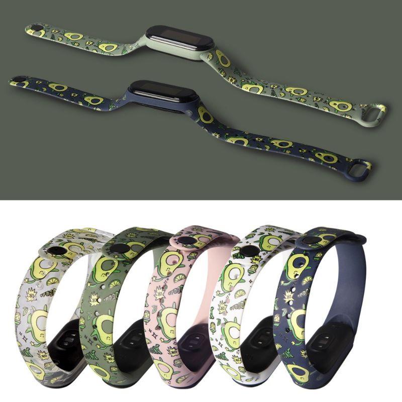 Dây Đeo Cao Su Xiaomi Miband 7 hoạ tiết hình trái bơ Avocado dây Chất Lượng cao