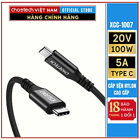 Cáp Choetech XCC-1007 Sạc Nhanh Type C To Type C 100W Thunderbolt 3.1 GEN 2 dài 2M (Hàng chính hãng)
