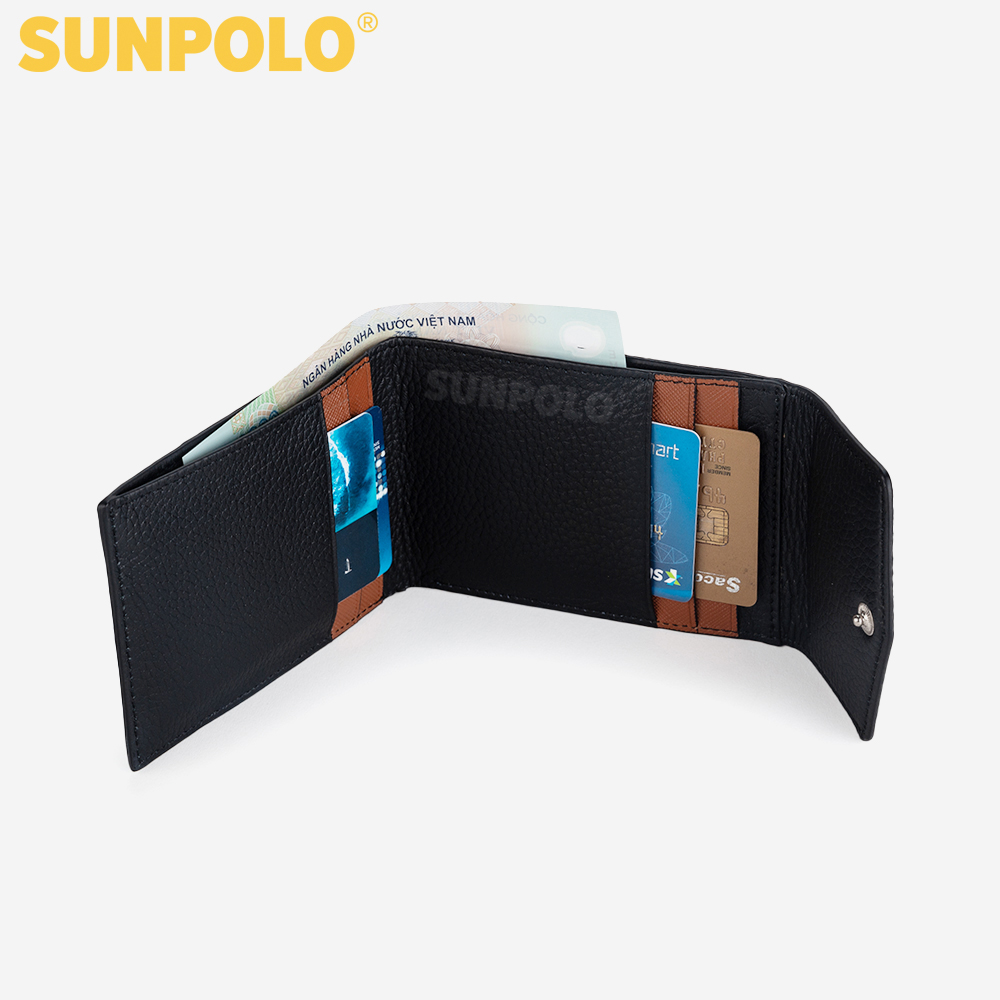 Ví Nam, Bóp Nam Da Bò SUNPOLO WSCT54 (Đen)