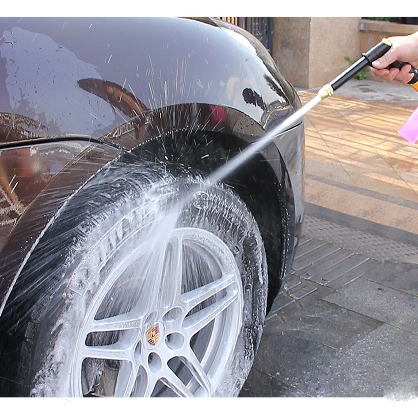 Bộ dây và vòi xịt rửa xe tưới cây tăng áp thông minh 810-2621-1 (dây vàng dẹt-cút nối xanh)