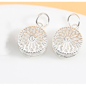 Combo 2 cái charm bạc hình tròn họa tiết hoa văn treo - Ngọc Quý Gemstones