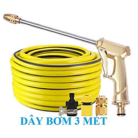 Bộ dây vòi xịt nước rửa xe,tưới cây .tăng áp 3 lần,loại 3m,5m 206701-3 đầu đồng,cút đồng,nối nhựa d+tặng móc khoá