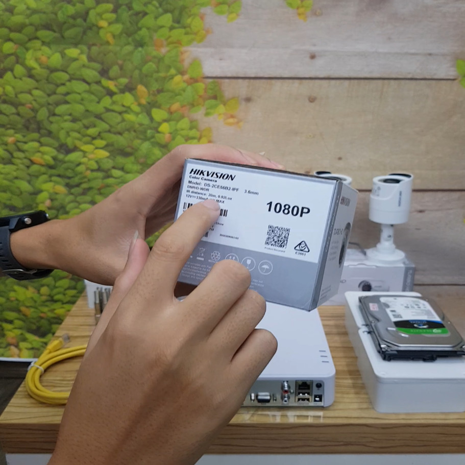 Bộ 1/2/3/4 camera hikvision ngoài trời 2MP full hd vỏ nhựa - Hàng chính hãng