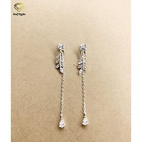 Bông tai bạc Ý 925 Huệ Ngân - Lá ô liu dáng dài RYE141086