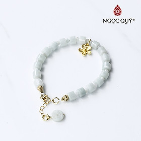 Vòng đá cẩm thạch phỉ thúy phối charm bạc mạ vàng mệnh hỏa, mộc - Ngọc Quý Gemstones