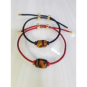 Vòng tay phong thủy charm hạt lu thống đá mắt hổ tự nhiên vàng nâu bóng đẹp Phối với dây đeo tay màu đen hoặc đỏ bất kỳ ạ Vòng tay may mắn hợp nữ mệnh thổ mệnh kim mệnh thủy ạ