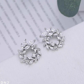 Bông tai bạc chốt ren xoắn nụ đá moon chất liệu bằng bạc s925 MS060