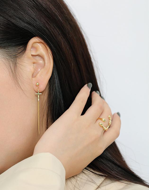 Bông tai unisex chữ thập khóa xích hai đầu đẹp độc lạ