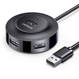 Ugreen 30254 Bộ chia USB 0.5M 4 cổng USB 2.0 có đèn LED màu đen CR106  Hàng chính hãng