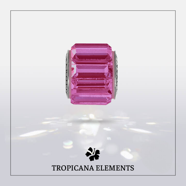 Vòng Tay Tropicana Phối Charm Swarovski Pha Lê Trái Tim Màu Hồng