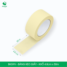 BKG9V - Block 6 cuộn băng keo giấy khổ 4.8cm x 50m - Băng dính giấy viết được, chặn màu sơn