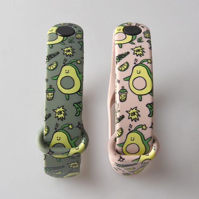 Dây Đeo Cao Su Xiaomi Miband 7 hoạ tiết hình trái bơ Avocado dây Chất Lượng cao