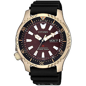Đồng Hồ Citizen Nam Cơ-Automatic Dây Cao Su NY0083-14X - Mặt Nâu Đỏ