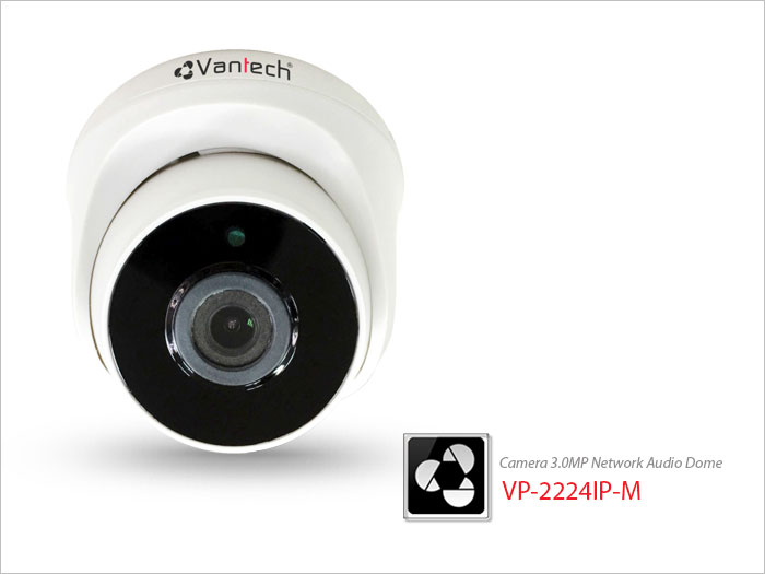 Vantech Camera 3.0MP Network Audio Dome VP-2224IP-M - Hàng chính hãng