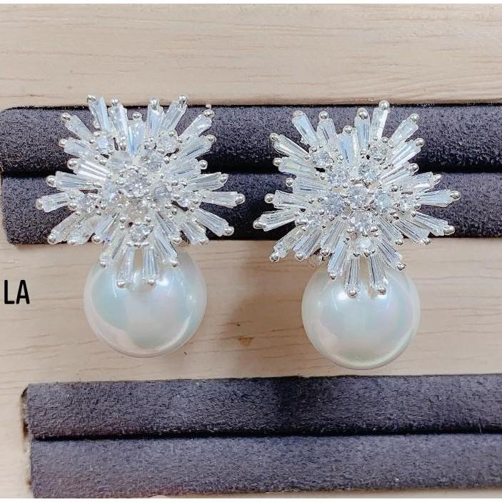 Bông tai bạc full đá thời trang chất liệu bằng bạc s925 MS0854