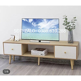 Tủ kệ ti vi phòng khách tự tháo ráp gỗ công nghiệp sơn phủ bóng trắng.