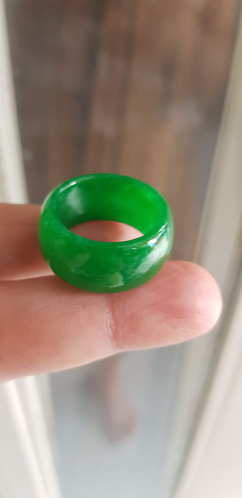 ️Nhẫn Nam Đá cẩm thạch xanh ngọc lý tươi bóng đẹp Nhẫn Ni 18mm x cao 11mm x dầy 3mm Hợp nam nữ mệnh mộc mệnh hỏa mệnh Thủy đeo ni nhỏ 18mm đẹp ạ