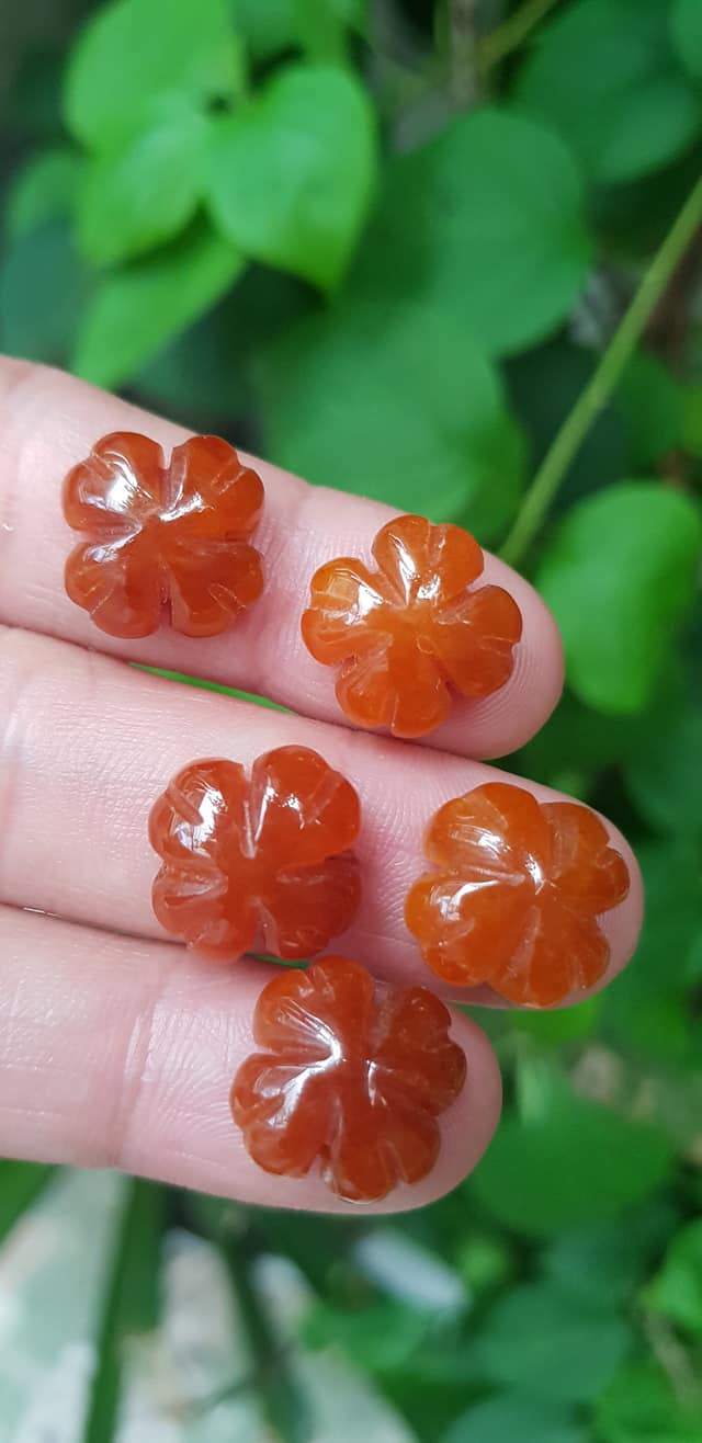 Mặt Bông Hoa cỏ 4 lá màu cam đậm nữ phối vòng tay,làm mặt nhẫn Chất liệu đá cẩm thạch size hạt 15mm x dầy 6mm Nữ về phối với vòng tay của mình đeo hay làm mặt nhẫn mặt dây chuyền đeo xinh ạ