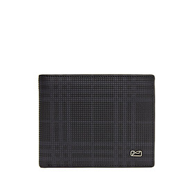 VÍ NGANG DA BÒ HỌA TIẾT KẺ - LPB-220019Z-A-BLK