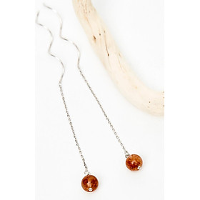 Bông tai đá thạch anh tóc đỏ 10mm mệnh hỏa, thổ - Ngọc Quý Gemstones