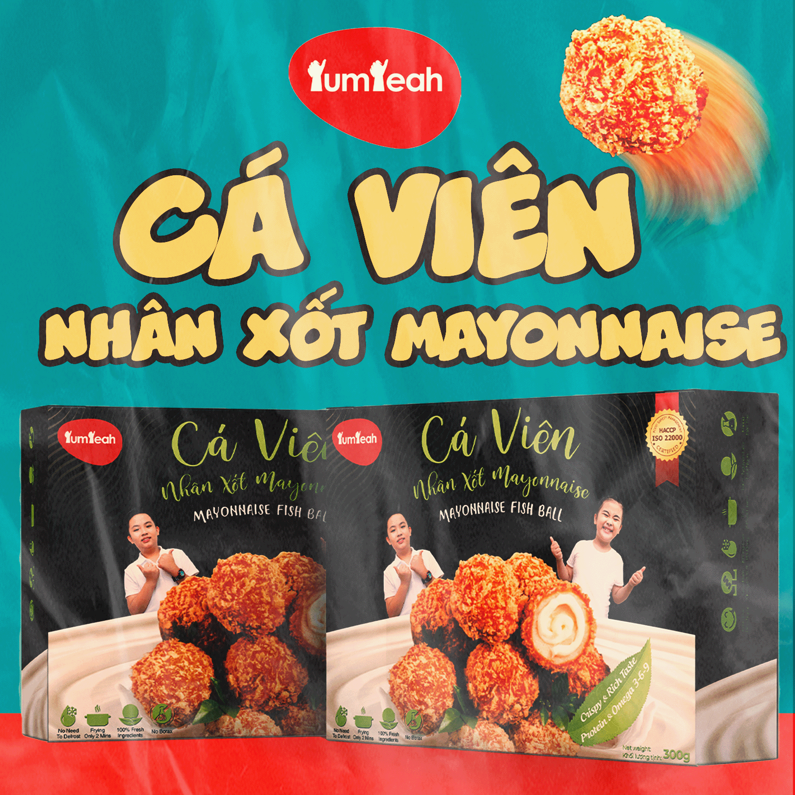 Cá Viên Nhân Xốt Mayonnaise Gói 500gr 24 Viên / 35 Viên - Thương Hiệu Đen Đỏ