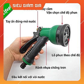 Vòi xịt nước tưới cây rửa xe 8 chế độ