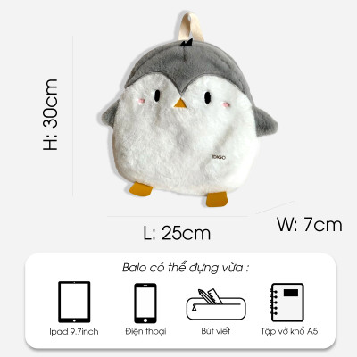 Balo nữ chim cánh cụt dễ thương, túi đeo chéo đi chơi xinh xắn IDIGO FBP6 - 3397