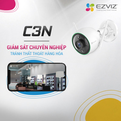 Combo Camera Wi-fi EZVIZ C3N 2MP Ngoài Trời, Có Màu, Kèm Thẻ Nhớ  32GB/64GB - Hàng Chính Hãng