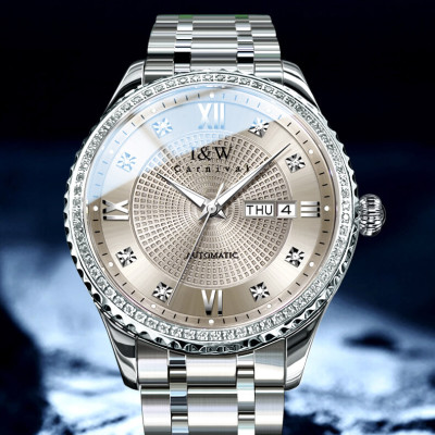 Đồng hồ nam chính hãng IW CARNIVAL IW615G-2 Kính sapphire ,chống xước ,Chống nước 50m ,Bảo hành 24 tháng,Máy cơ (Automatic),dây kim loại thép không gỉ 316L, thiết kế đơn giản dễ đeo