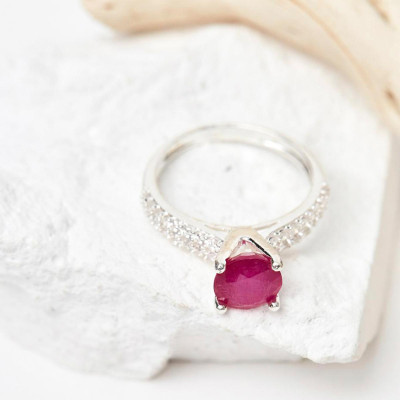 Nhẫn bạc đá ruby ni 17 mệnh hỏa, thổ - Ngọc Quý Gemstones