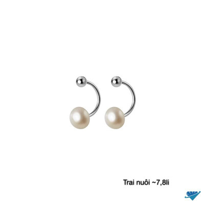 Bông tai bạc gắn trai chốt ren chất liệu bằng bạc s925 MS48b