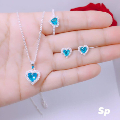 Bộ trang sức bạc mặt trái tim MS189