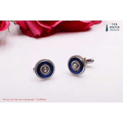 Khuy Cài tay áo Măng Set cao cấp đính đá - cufflinks , tặng kèm hộp nhỏ, nhiều màu