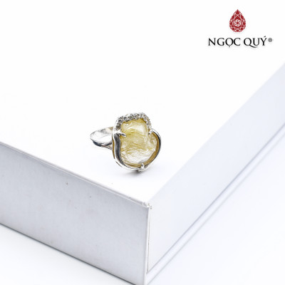 Nhẫn bạc hồ ly thạch anh tóc vàng mệnh thủy, kim - Ngọc Quý gemstones