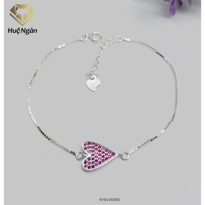 Lắc tay bạc 925 Huệ Ngân - Tim xinh đính đá RYB140085