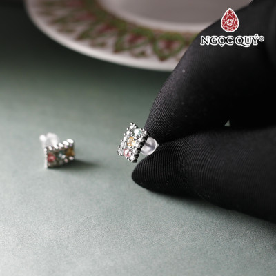 Bông tai Tourmaline tam tài 9x7mm - Ngọc Quý Gemstones