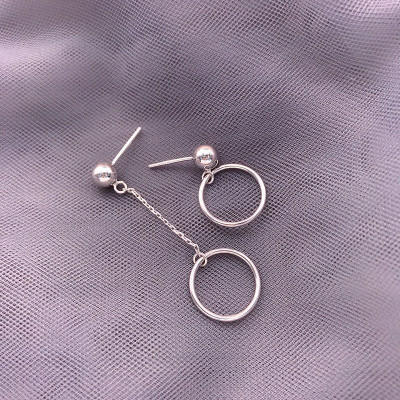Khuyên tai bạc 925 nụ minidot thả xích tròn rỗng cá tính trẻ trung độc đáo lạ mắt nổi bật Dế Bạc - K5259