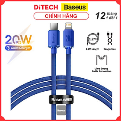  Cáp sạc nhanh 20W hiệu Baseus Crystal Shine Series Type-C to iPhone dài 1.2m / 2m - Hàng chính hãng