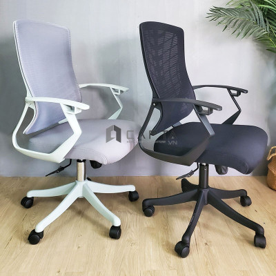 Ghế nhân viên lưng trung khung nhựa trắng nệm xám CE4540-2M Nội thất Capta