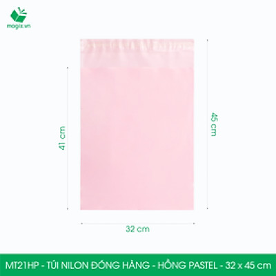 MT21HP - 32x45 cm  - Túi nilon gói hàng - 300 túi niêm phong đóng hàng màu hồng pastel