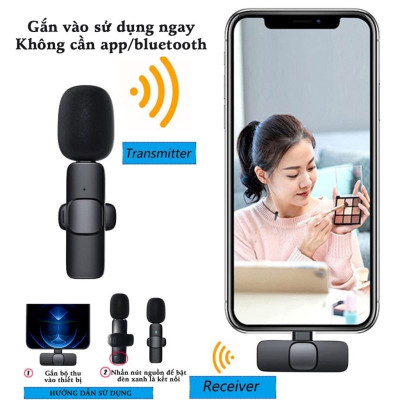 Mic thu âm cài áo không dây K9 thu âm to rõ, lọc ồn tốt, micro phục vụ quay vlog, livestream, youtube, tiktok - Hàng nhập khẩu