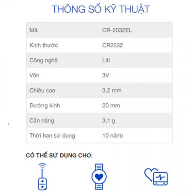 Pin CR2032 Nhật Bản Hàng Cao Cấp 3V Date 2032