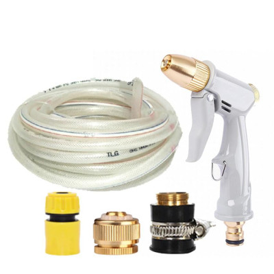 Bộ dây vòi xịt nước tưới cây rửa xe,tăng áp 3 lần, loại 7-10m (cút nhựa nối đồng nhựa) 206846